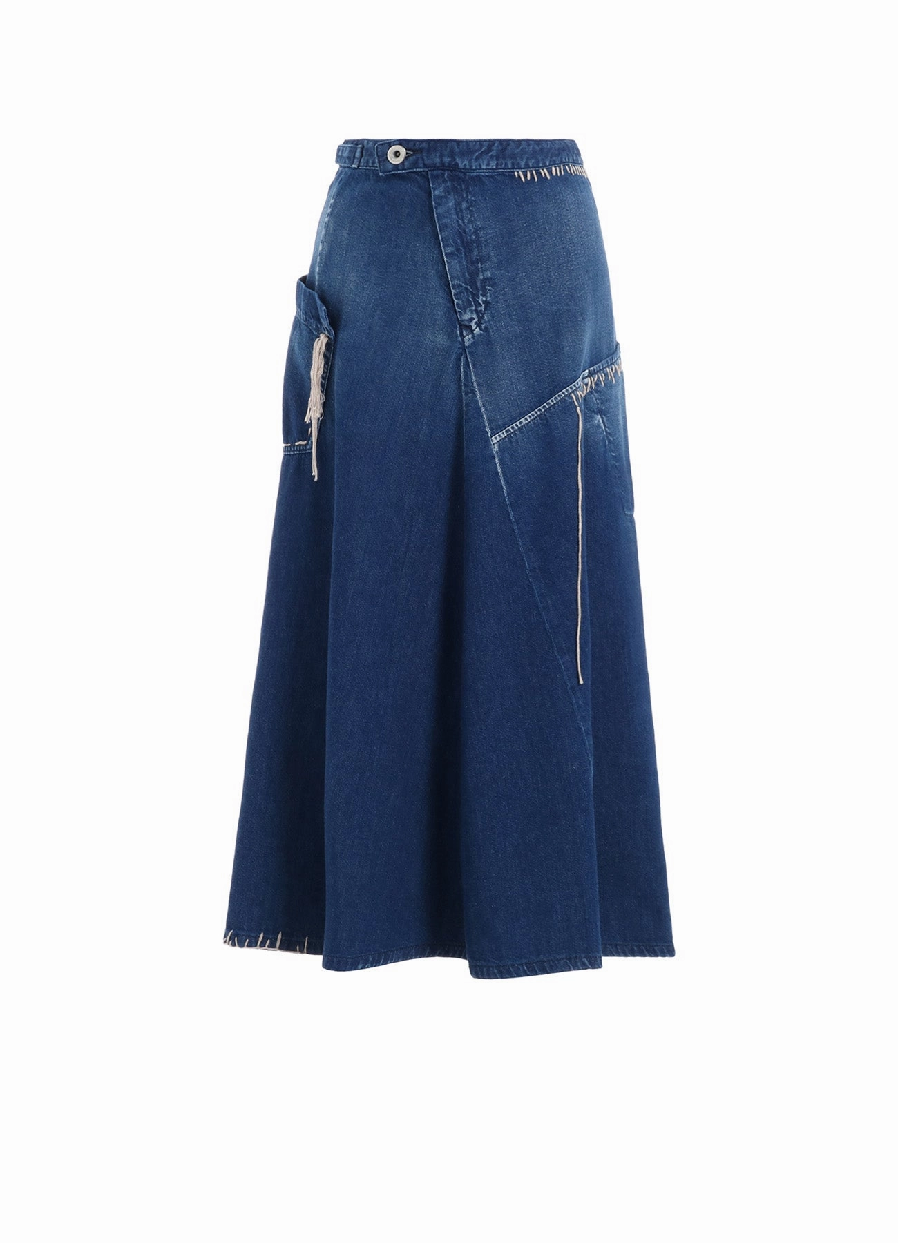 SPOTTED DENIM FLARE SKIRT WITH GUSSET Sporty Style