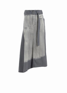 Functional Style SPOTTED DENIM RIGHT SIDE FLARE SKIRT