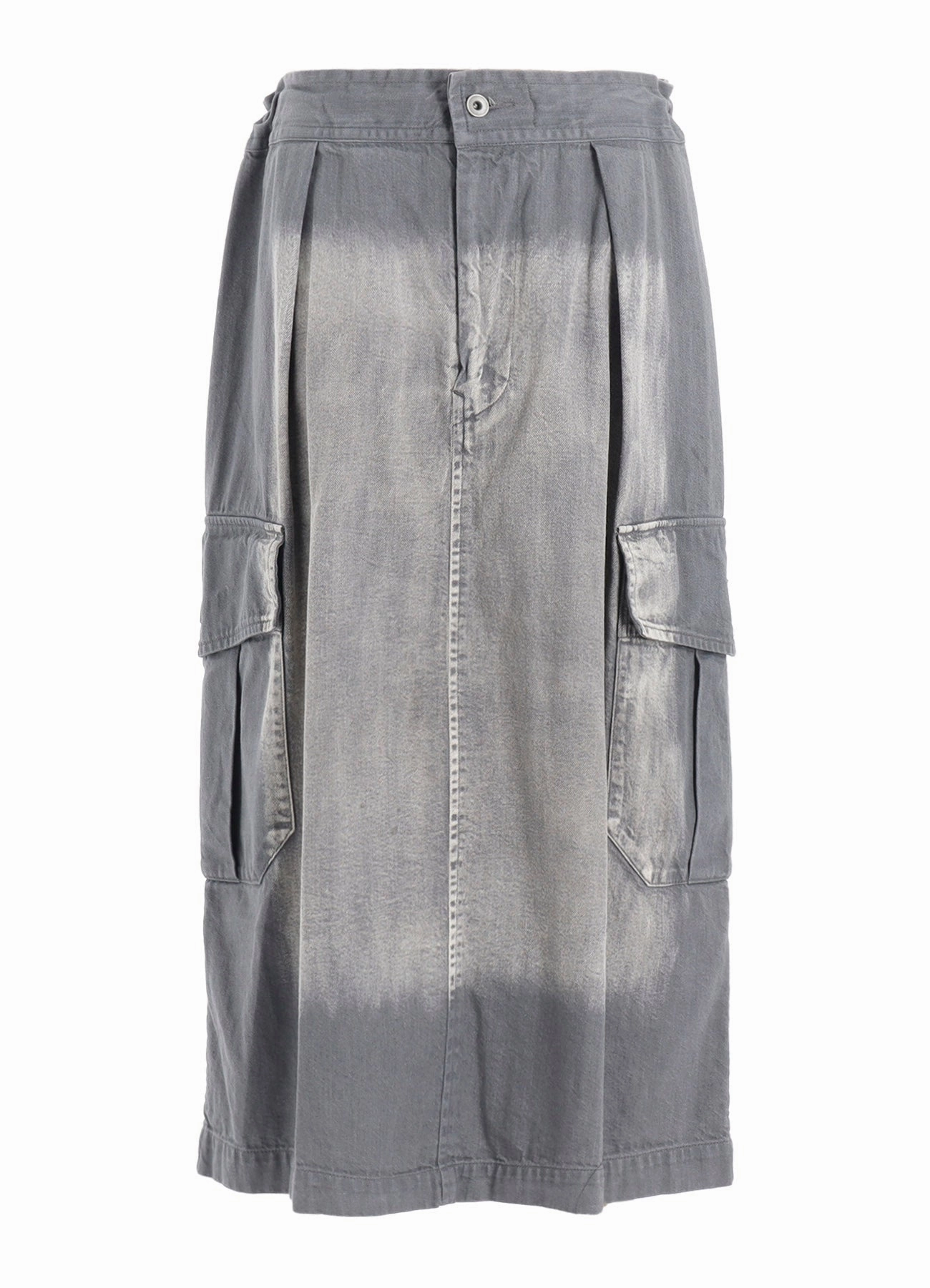 Flexible Leg Rubberized Hem SPOTTED DENIM SIDE POCKET STRAIGHT SKIRT