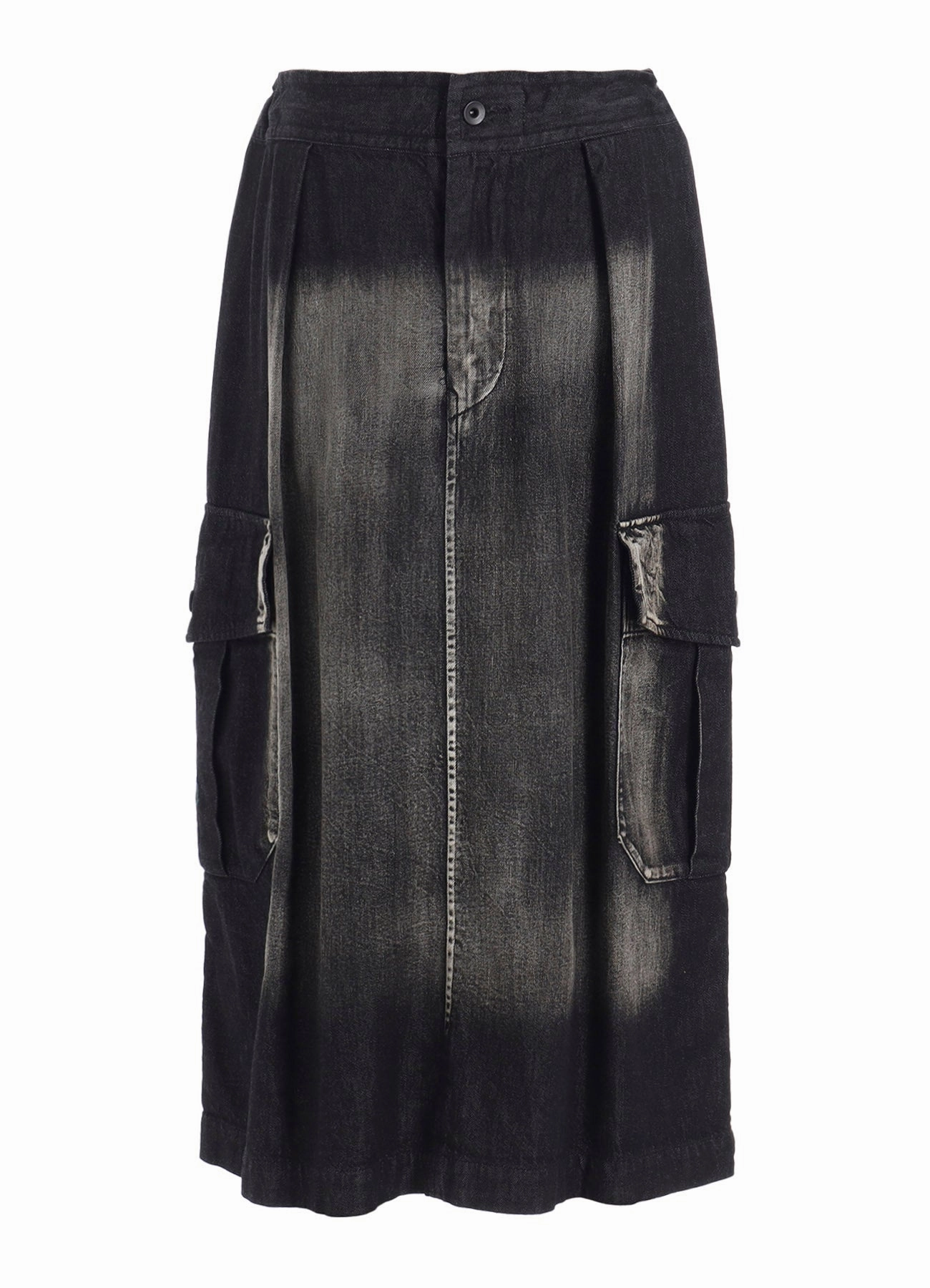 Relaxed Waist SPOTTED DENIM SIDE POCKET STRAIGHT SKIRT