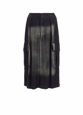 SPOTTED DENIM SIDE POCKET STRAIGHT SKIRT Reflective Trim