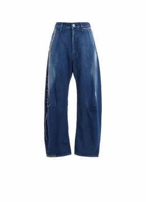 SPOTTED DENIM WIDE LEG GUSSET PANTS Flexible Seam