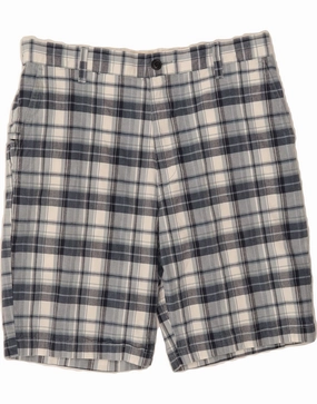DOCKERS Mens Chino Shorts W32 Medium  Blue Check Cotton Day Wear Stretchable Waistband