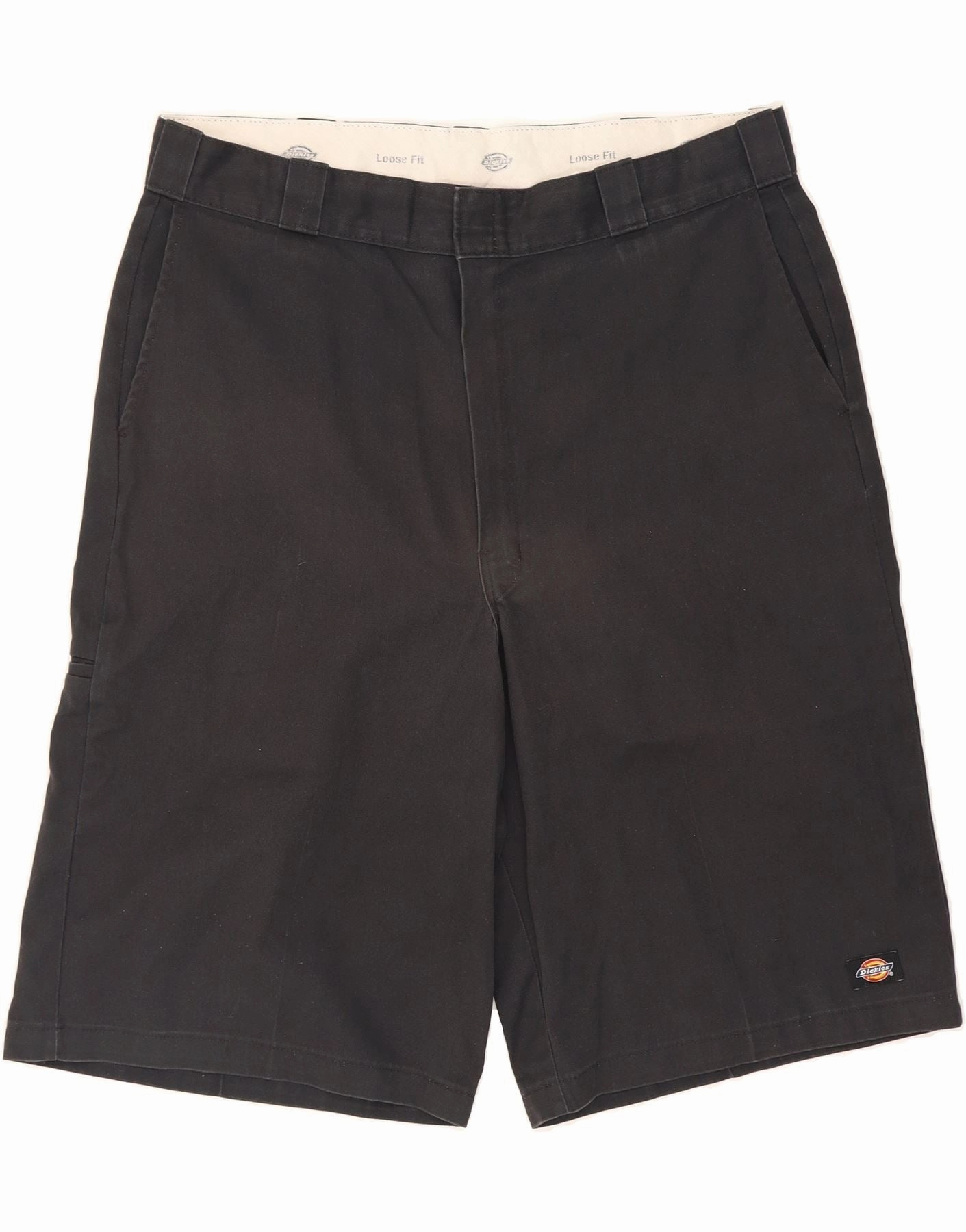 DICKIES Mens Loose Fit Chino Shorts W38 XL Black Polyester Outdoor Comfort Workout Ready Design