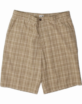 ADIDAS Mens Chino Shorts W38 XL Beige Check Polyester Water Resistant Finish Slim Design