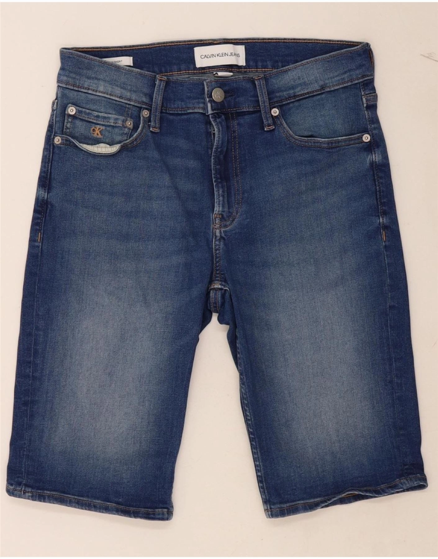 Sun Protection Fabric CALVIN KLEIN Mens Denim Shorts W30 Medium  Blue Cotton
