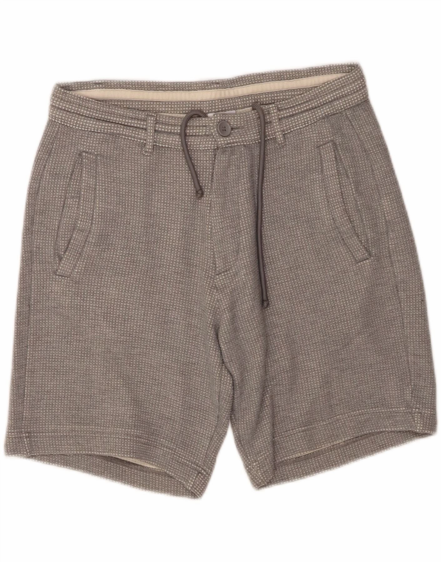 Cool Touch Stretch waistband ZARA Mens Chino Shorts Medium W31 Grey Check Cotton