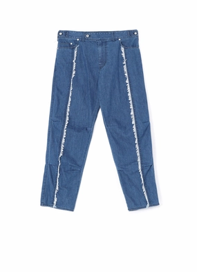 Light wash 8OZ DENIM PANTS WITH RIPPED LINE DETAIL