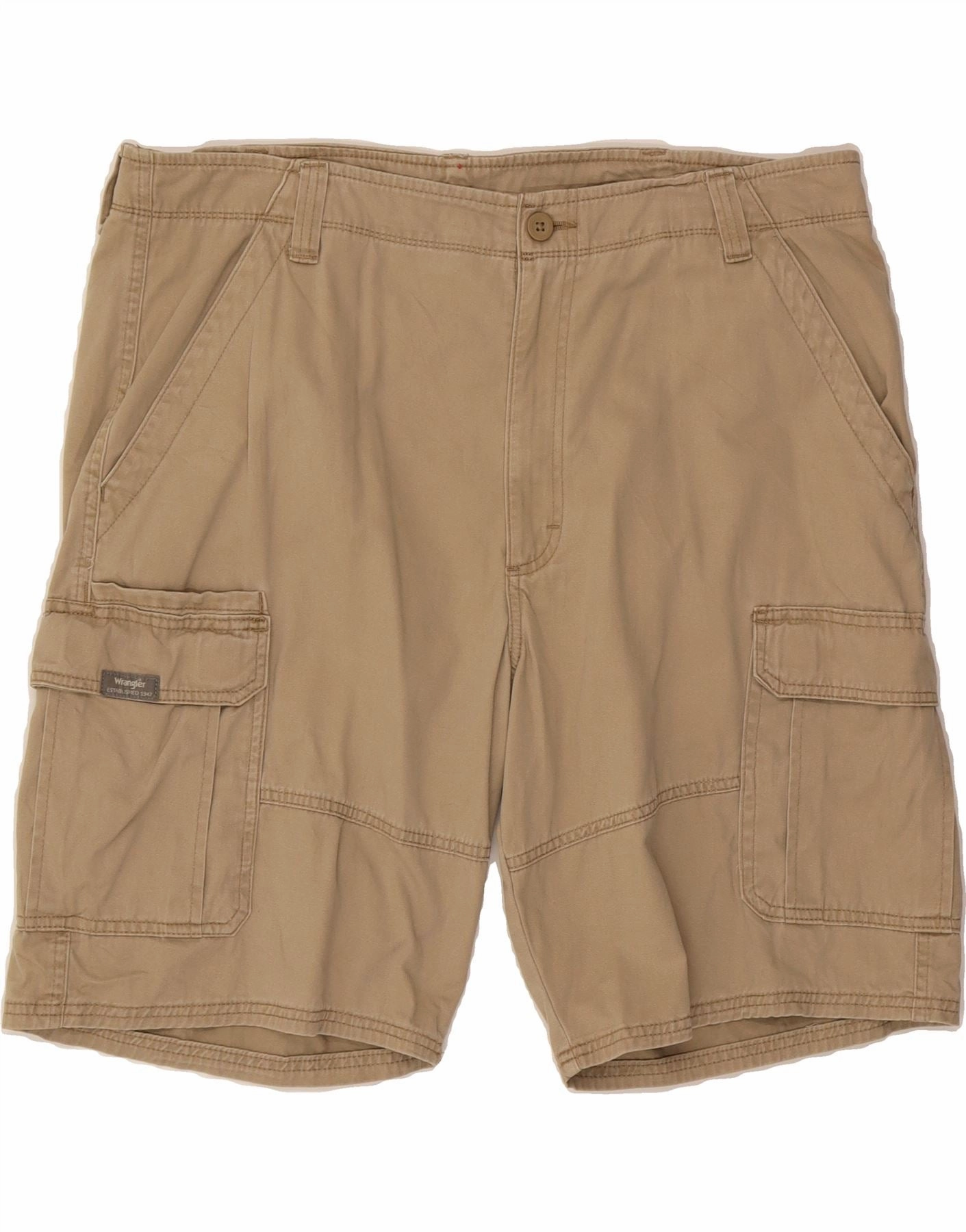 WRANGLER Mens Cargo Shorts W38 XL Beige Cotton Reflective Safety Details Outdoor Style