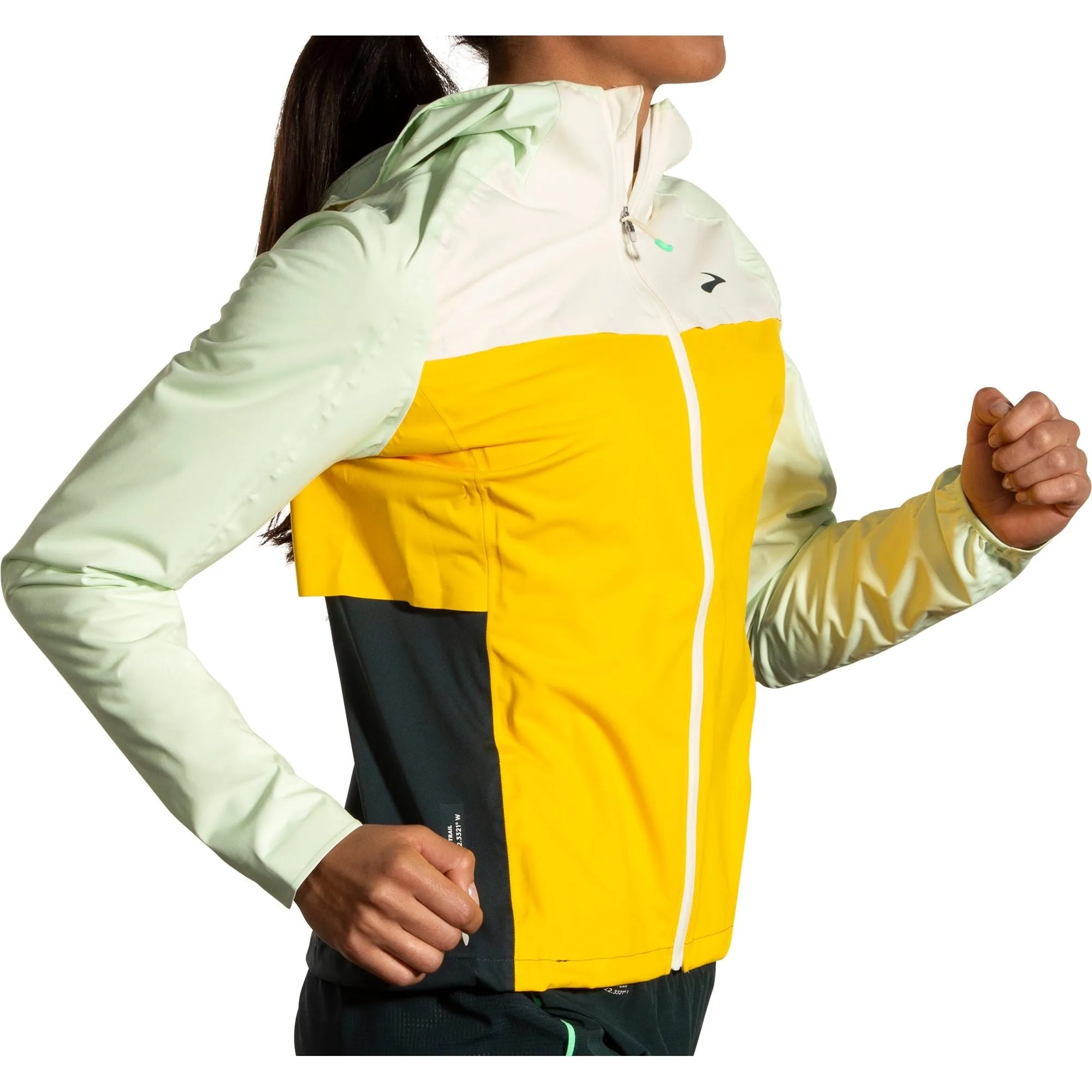 Quiet Fabric Wind Friendly Brooks High Point Waterproof Womens Running Jacket - Yellow