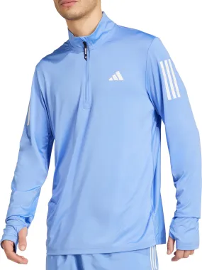 adidas Own The Run Half Zip Long Sleeve Mens Running Top - Blue Spring Wear