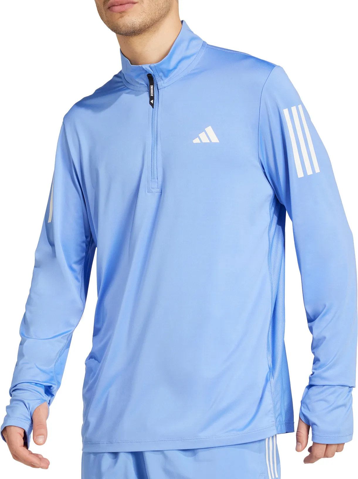 adidas Own The Run Half Zip Long Sleeve Mens Running Top - Blue Strap