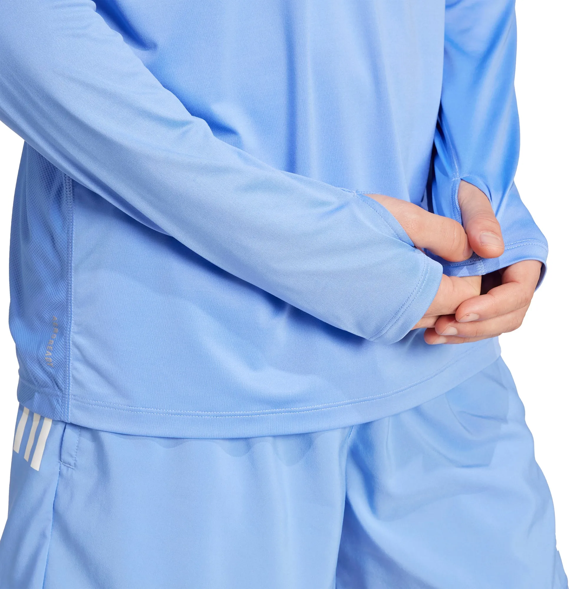 adidas Own The Run Half Zip Long Sleeve Mens Running Top - Blue Everyday Look