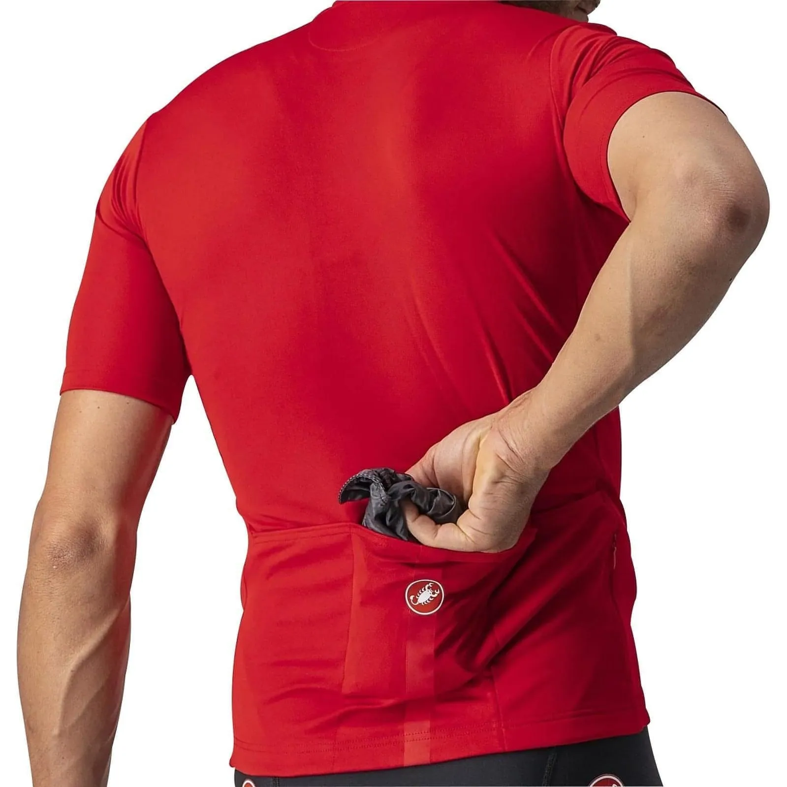 Fade Resistant Coating Recycled Polyester Blend Castelli Classifica Short Sleeve Mens Cycling Jersey - Red