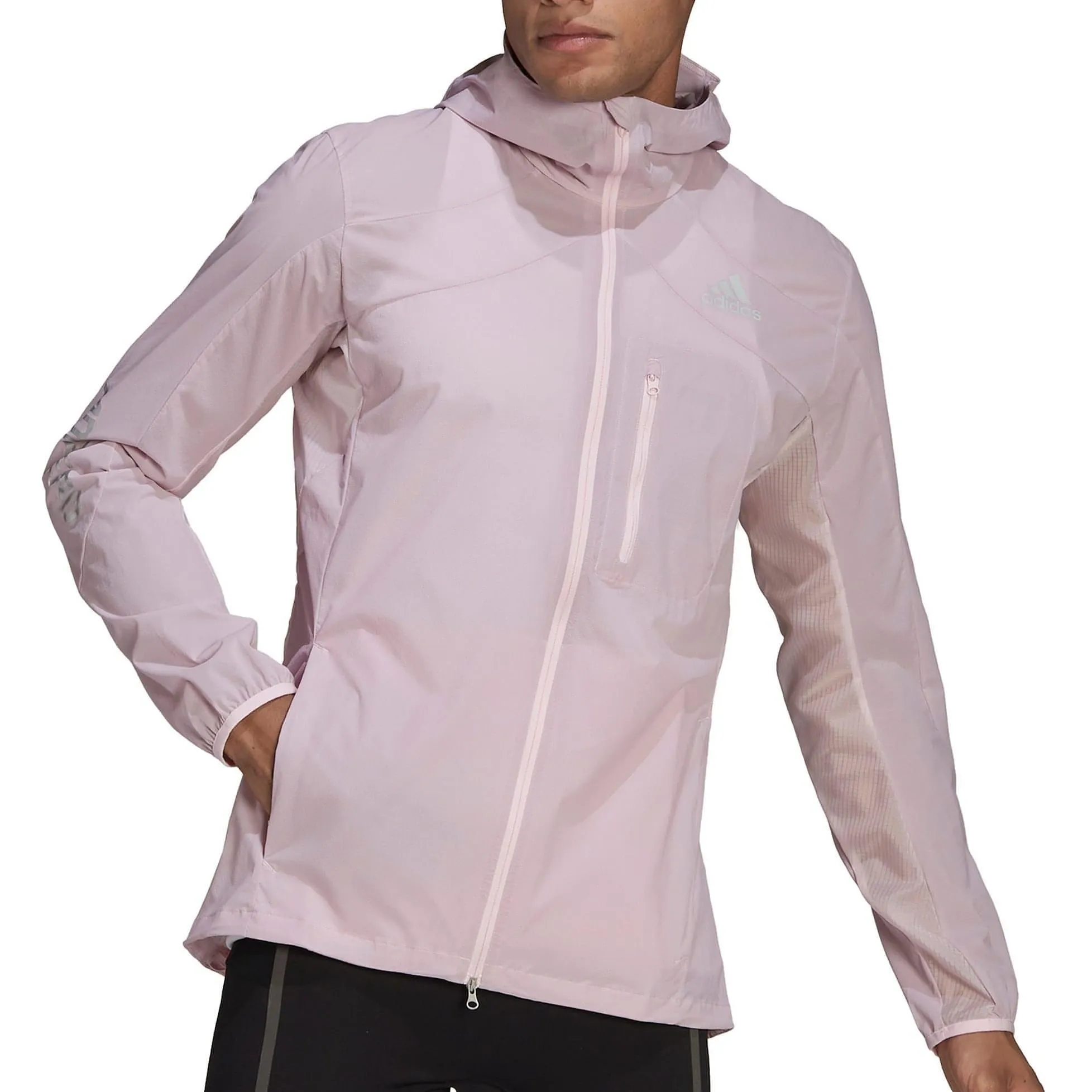 adidas Adizero Marathon Mens Running Jacket - Pink Anti Pilling