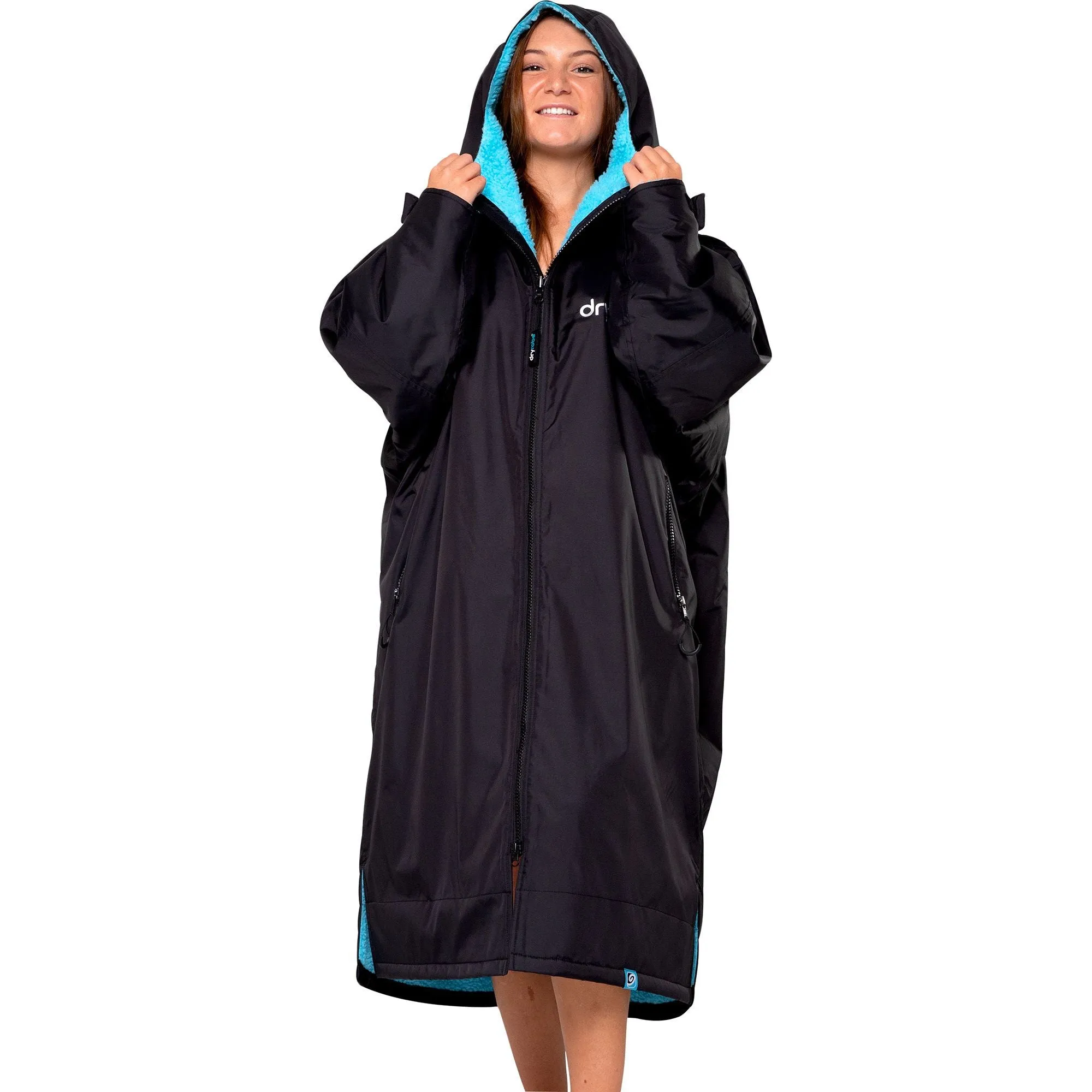 Comfy Style Soft Relax Dryrobe Advance Long Sleeve Changing Robe - Black/blue