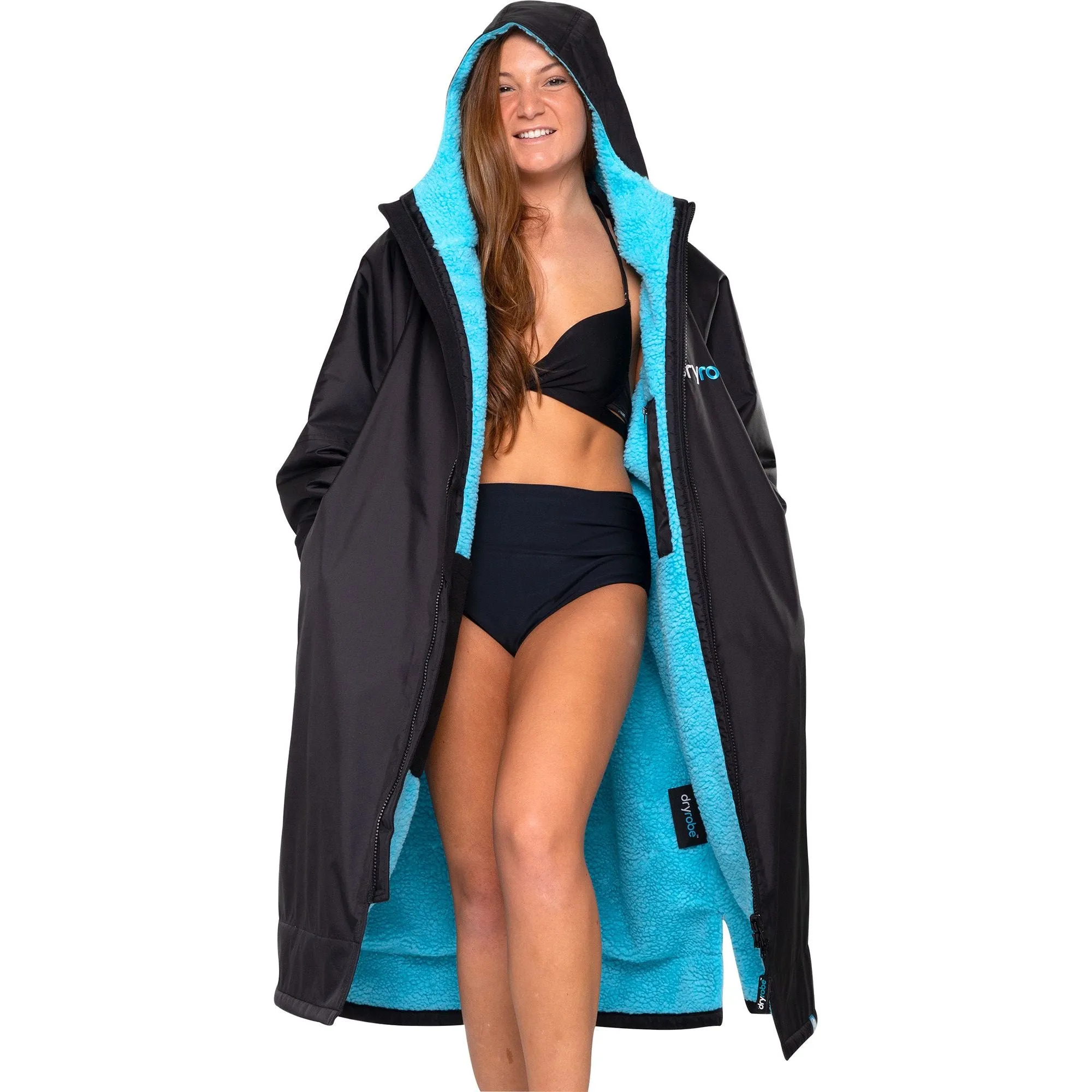 Dryrobe Advance Long Sleeve Changing Robe - Black/blue Home Life