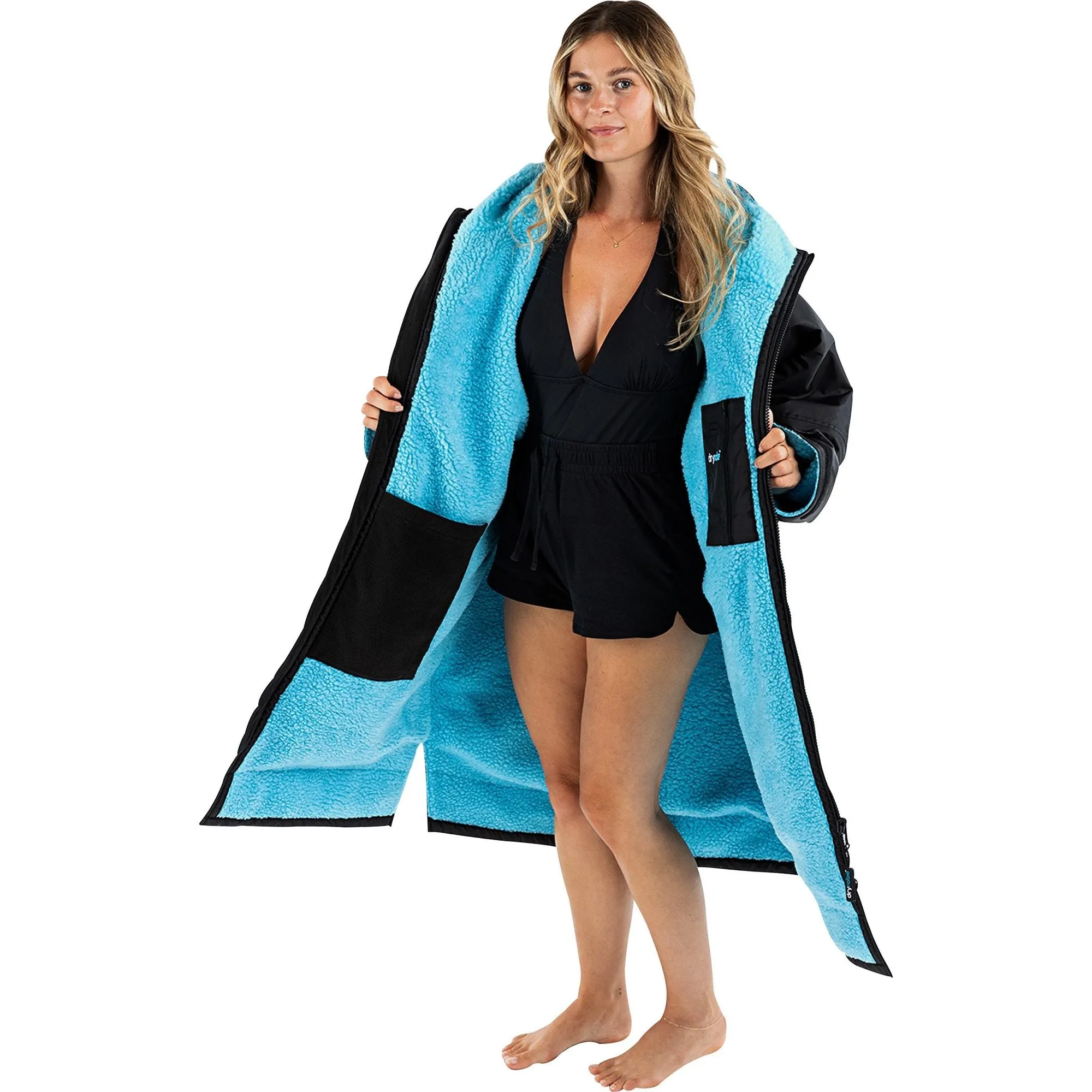 Dryrobe Advance Long Sleeve Changing Robe - Black/blue All Day Casual Fit Core Ease