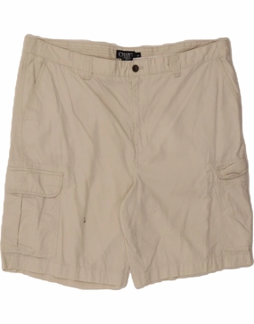 Slim Waistband CHAPS Mens Cargo Shorts W42 XL Beige Cotton