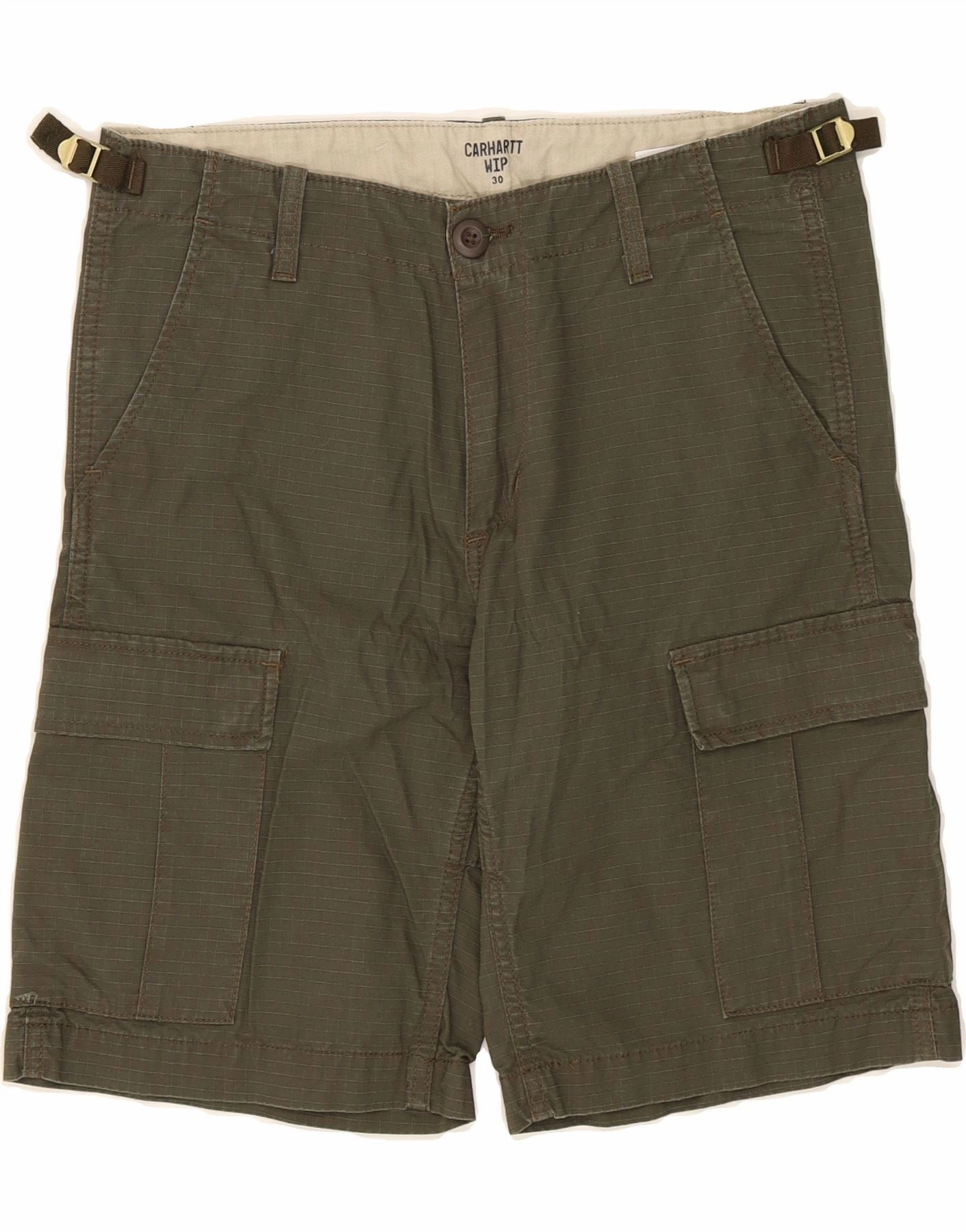 Warm Vibe CARHARTT Mens Wip Cargo Shorts W30 Medium Khaki Check Cotton