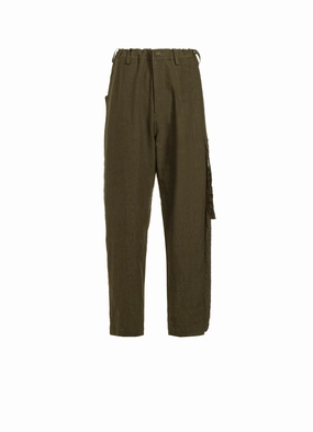 TWILL GARMENT WASH LEFT SIDE LINED PANTS Low Profile Design