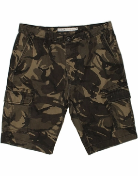 Non Binding Leg Openings CLAYTON Mens Cargo Shorts IT 46 Small W29 Khaki Camouflage Polyester