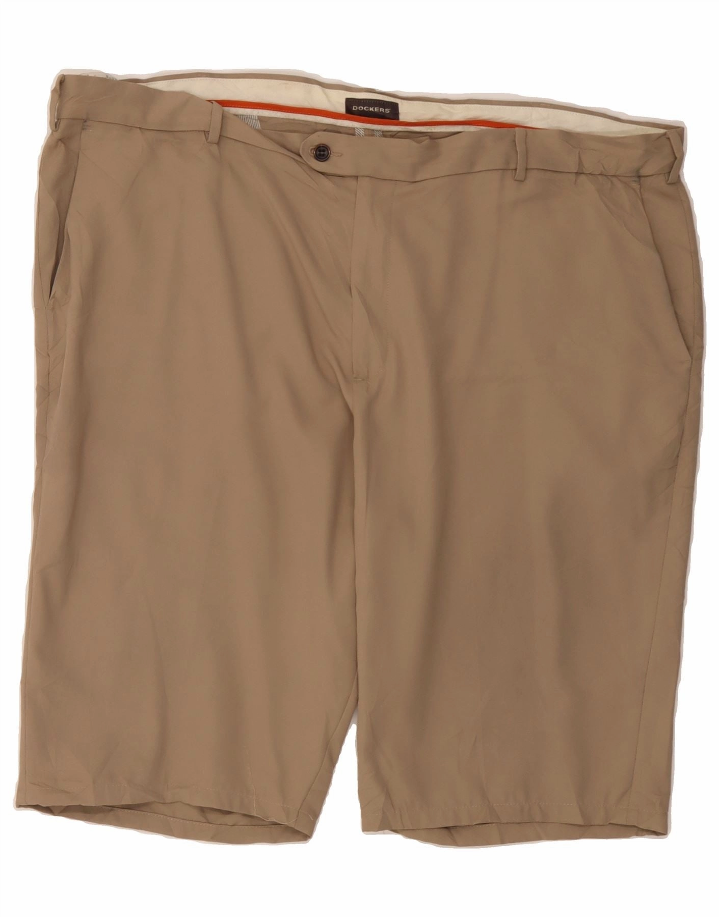 Solid Color DOCKERS Mens Chino Shorts W44 2XL Beige Polyester