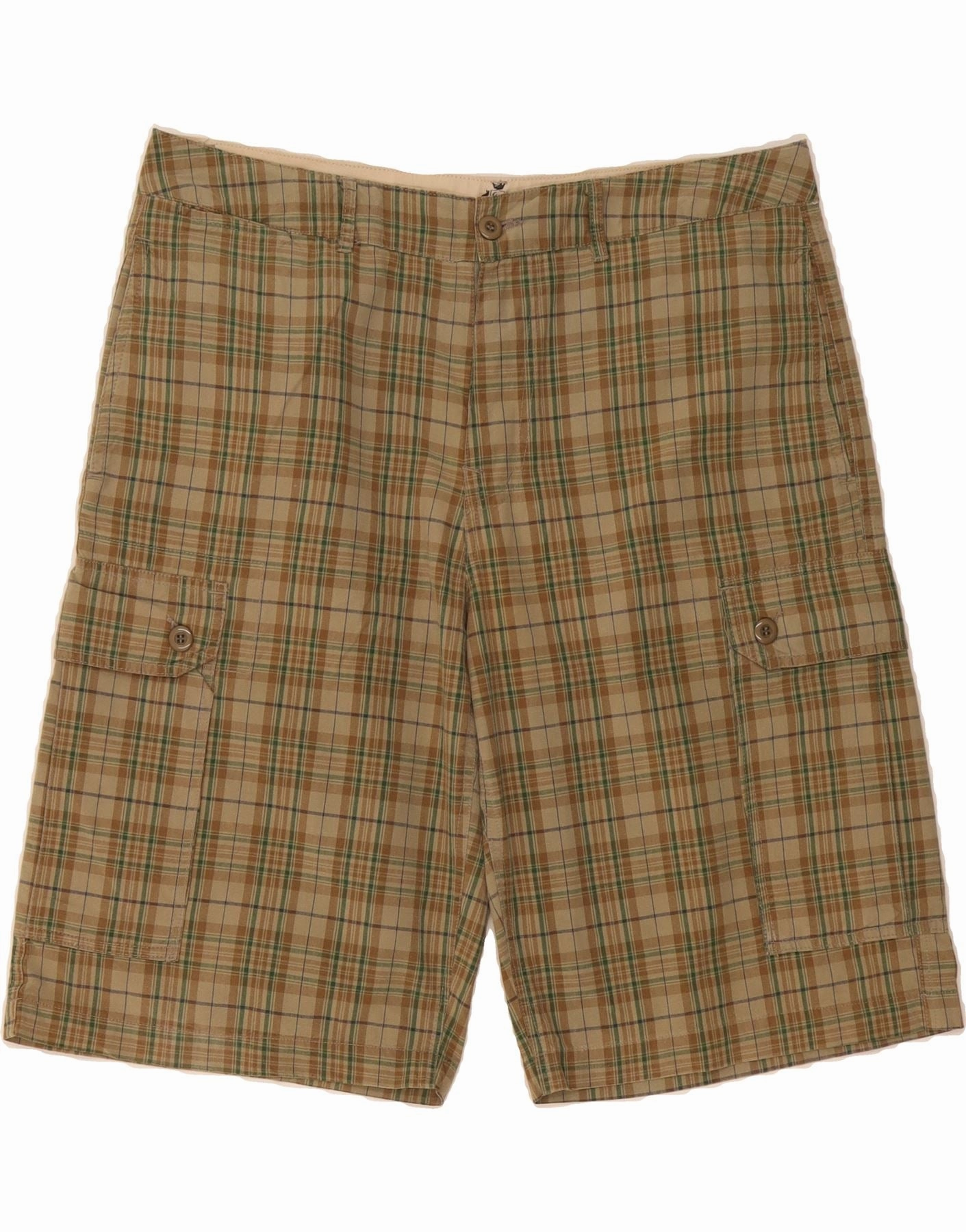 Sleek Look WARREN WEBBER Mens Cargo Shorts 2XL W38  Brown Check Cotton