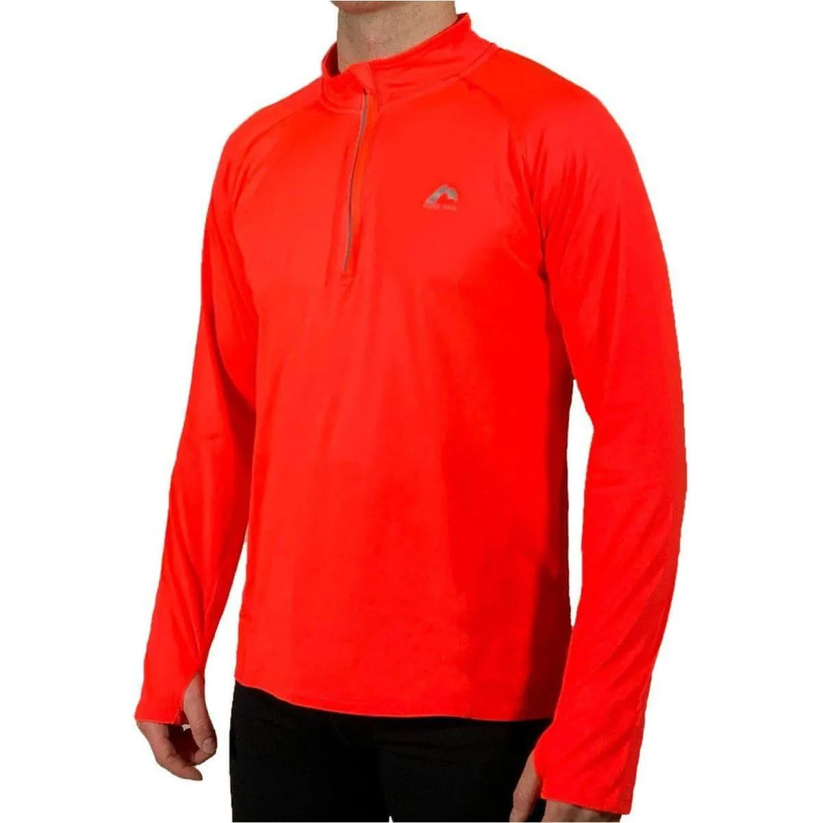 Fun Prints V neck style More Mile Vivid Half Zip Long Sleeve Mens Running Top - Orange