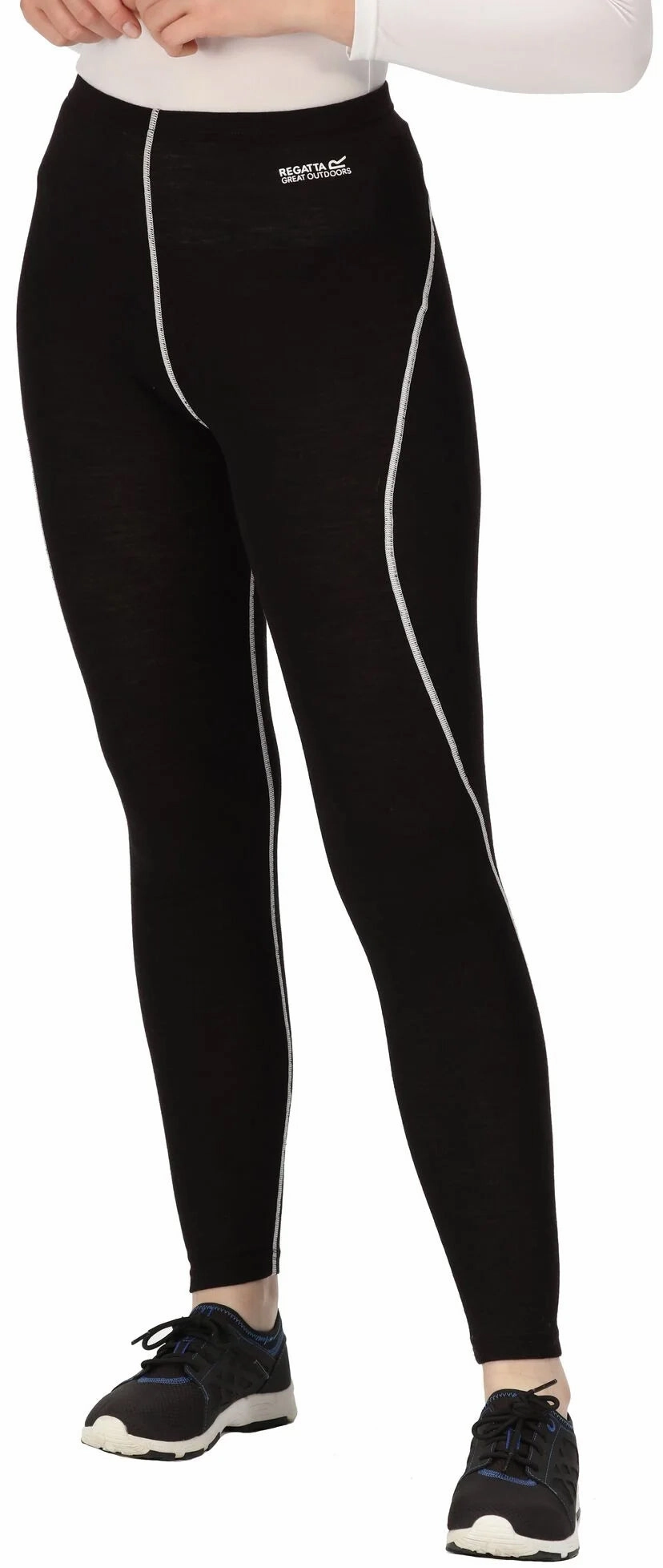 Regatta Zimba Merino Baselayer Womens Long Tights - Black Ultimate Wear Grip Band