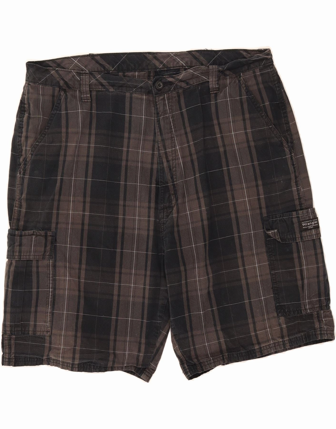 WRANGLER Mens Cargo Shorts W40 XL Black Check Cotton tall sizing Semi Formal