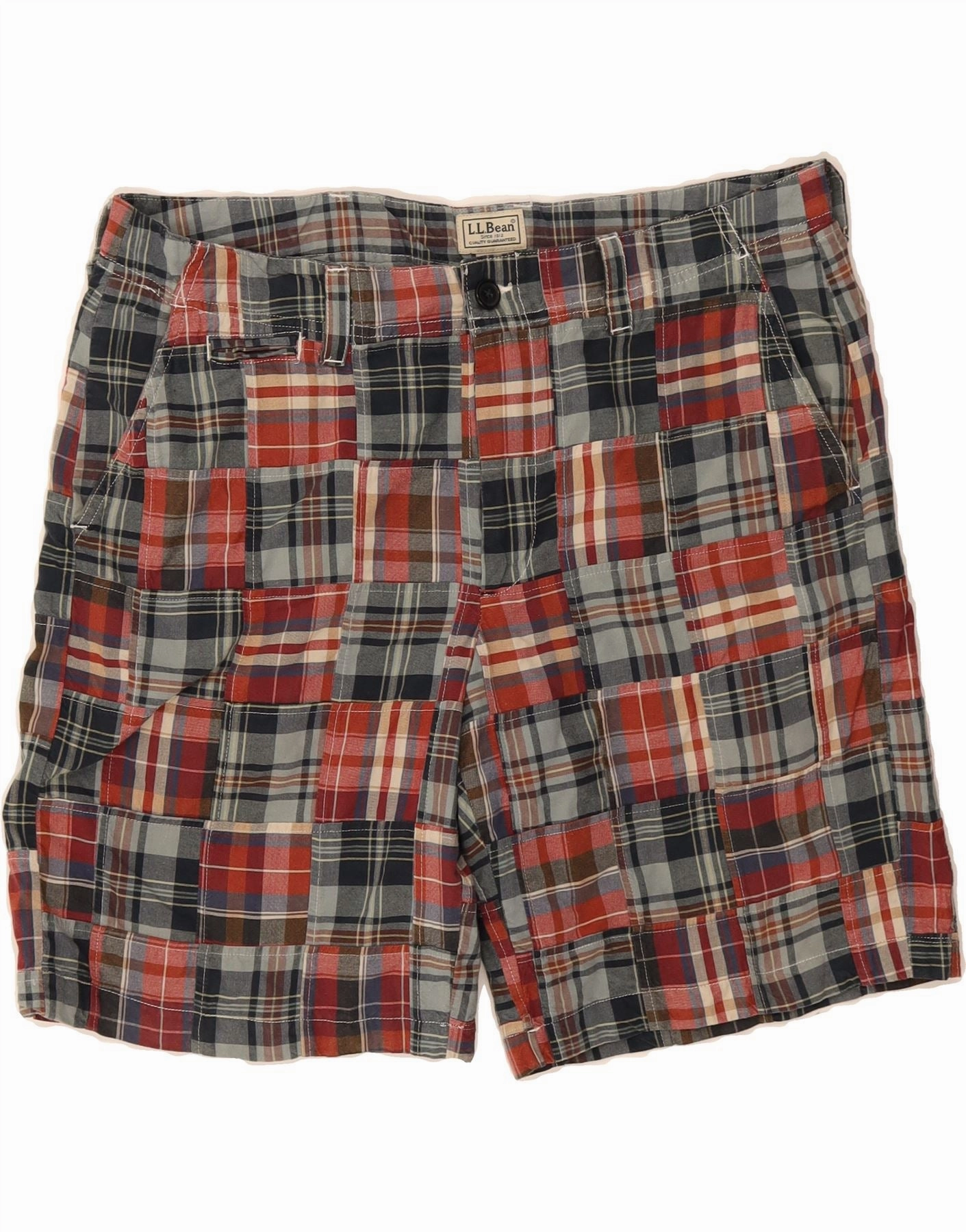 cycling attire L.L.BEAN Mens Chino Shorts W35 Large Multicoloured Patchwork Cotton