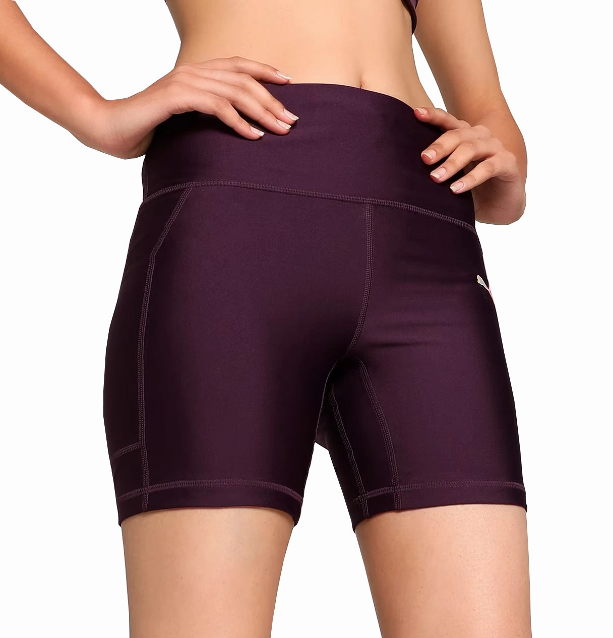 Puma Run Ultraform 6 Inch Womens Short Running Tights - Purple UV Protective Layered Overlay Design