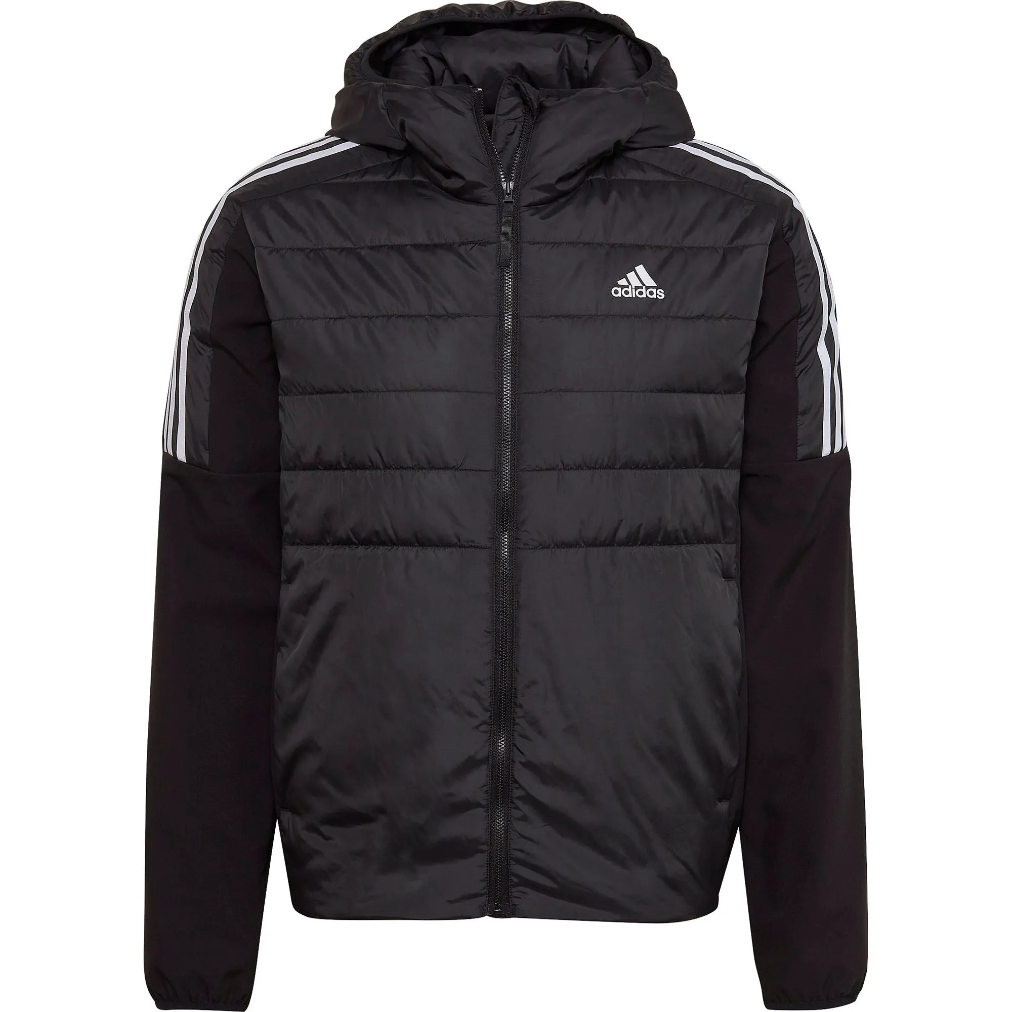 adidas Essentials Insulated Hooded Mens Hybrid Jacket - Black Water Resistant Fabric Develop