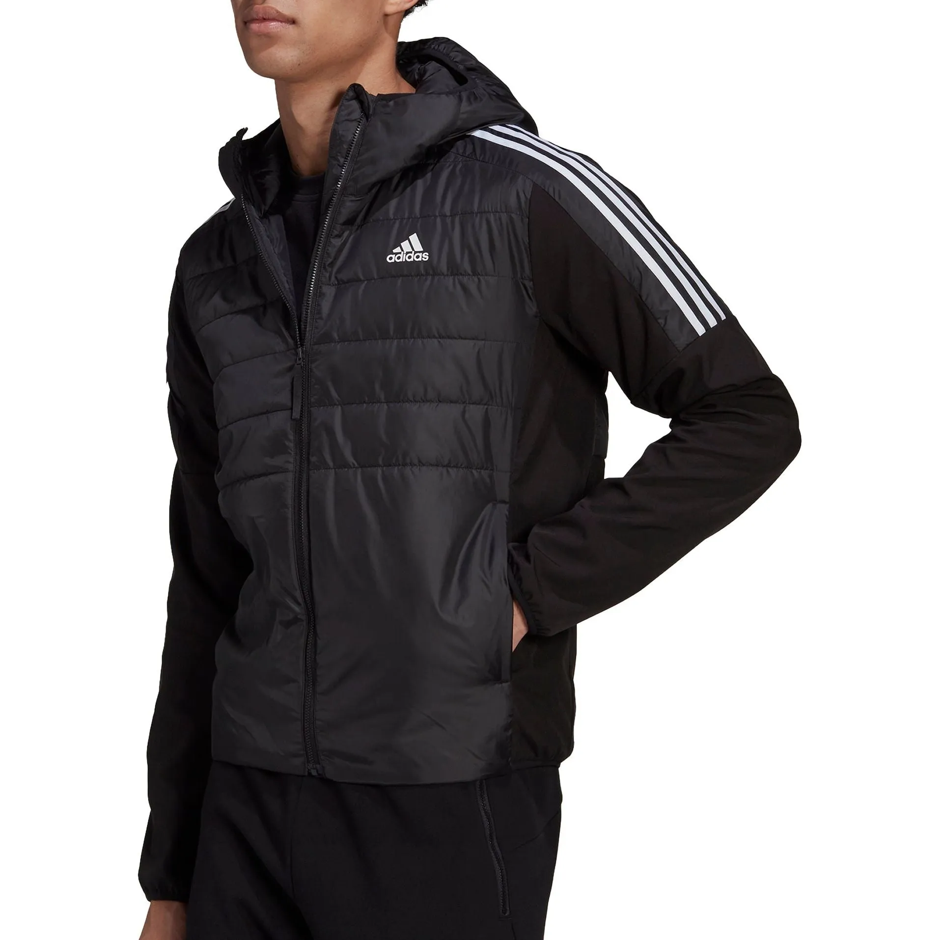Cold Wind adidas Essentials Insulated Hooded Mens Hybrid Jacket - Black