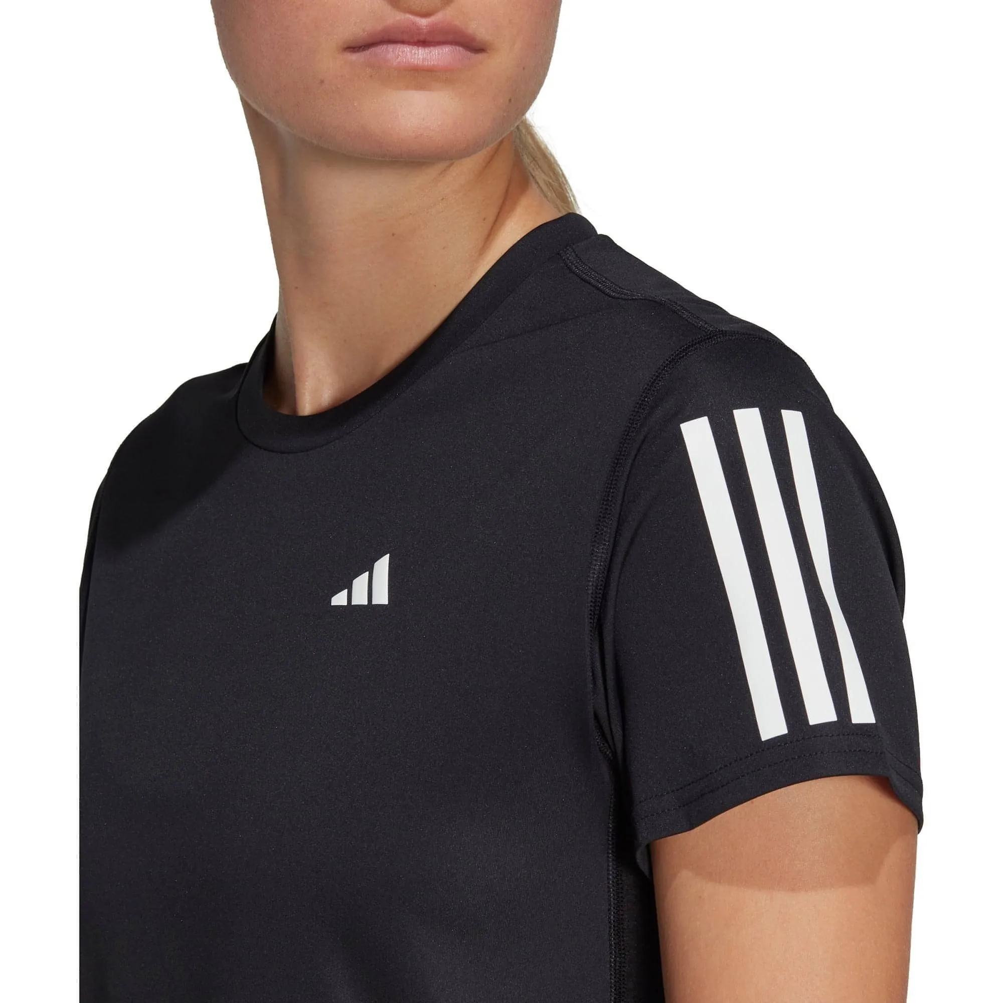 adidas Own The Run Short Sleeve Womens Running Top - Black Comfy Layer