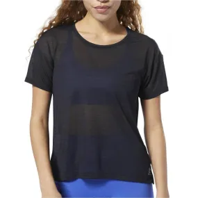 No Shrink Fabric Reebok Workout Ready Activchill Short Sleeve Womens Training Top - Black