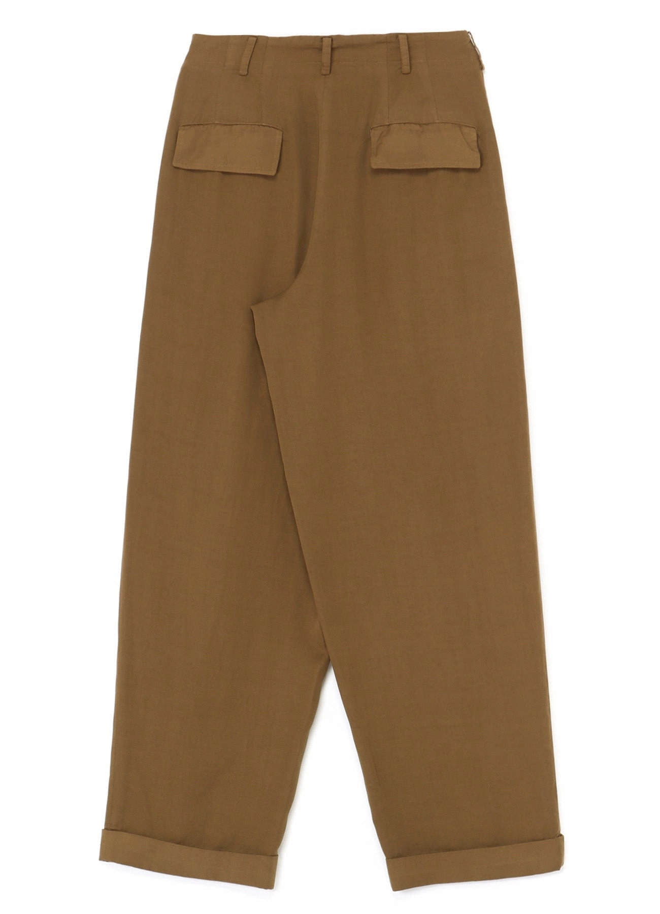 Double Layered Hem GARMENT-DYED CELLULOSE TWILL DOUBLE PLEATED CUFFED HEM PANTS