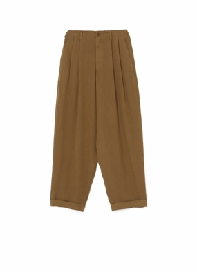 GARMENT-DYED CELLULOSE TWILL DOUBLE PLEATED CUFFED HEM PANTS Comfy Wearable
