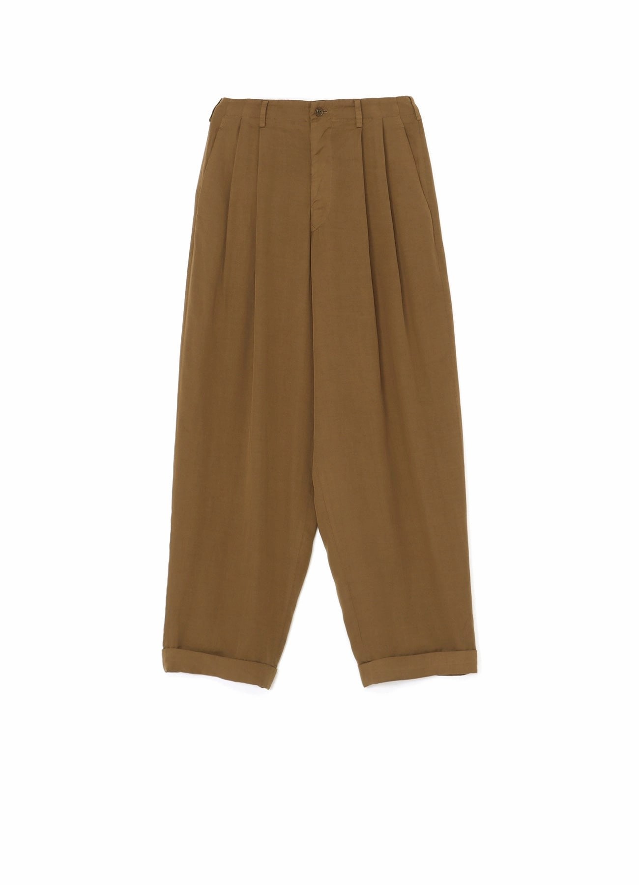 GARMENT-DYED CELLULOSE TWILL DOUBLE PLEATED CUFFED HEM PANTS Comfy Wearable