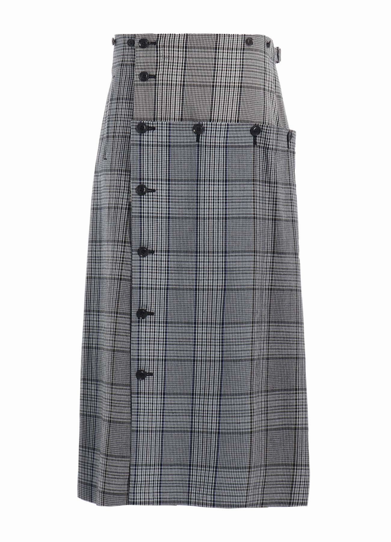 GRID PLAID BUTTON SKIRT Breathable Lining Perfect Comfort