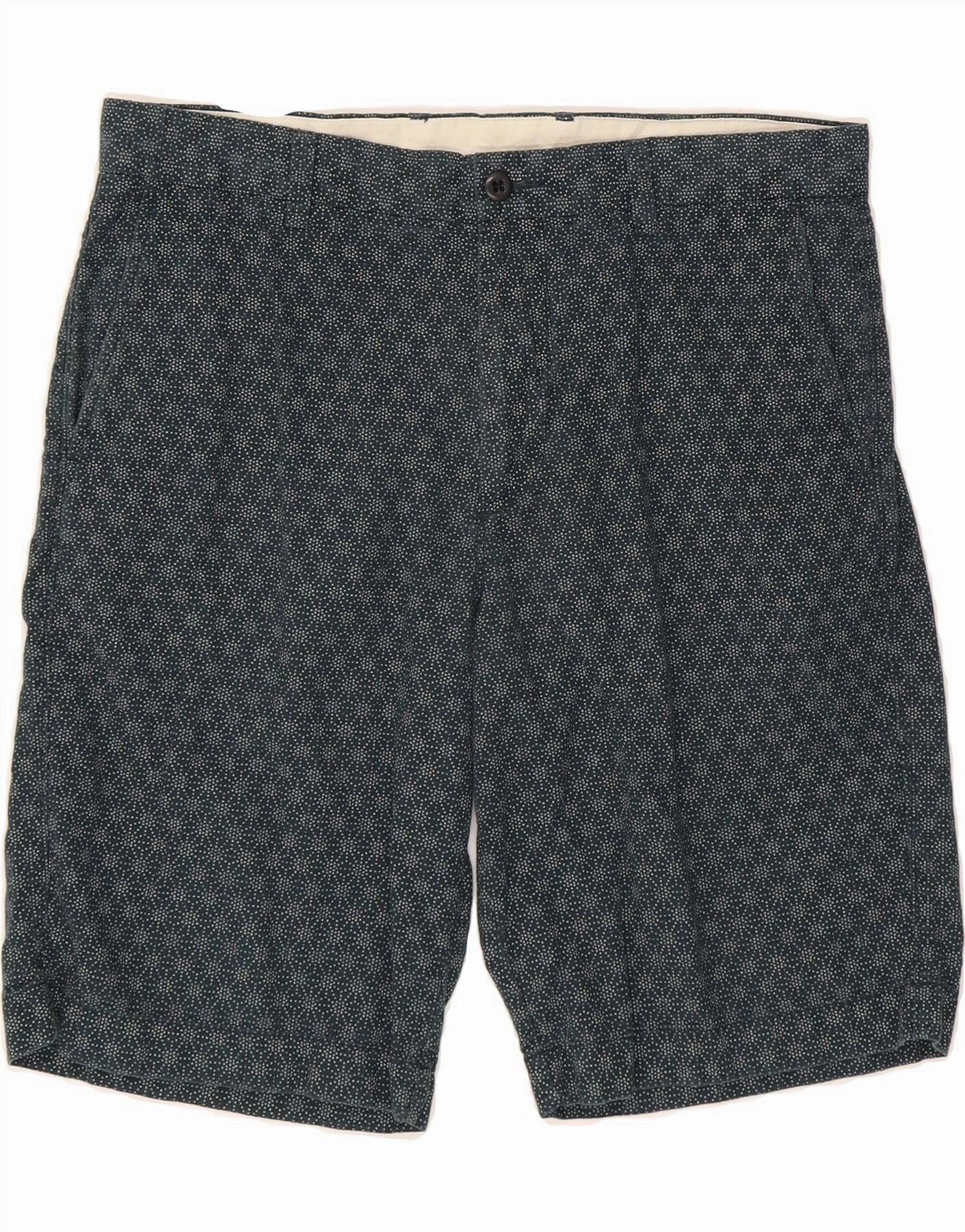 J. CREW Mens Abstract Pattern Chino Shorts W34 Large Navy Blue Cotton Eye-catching Design