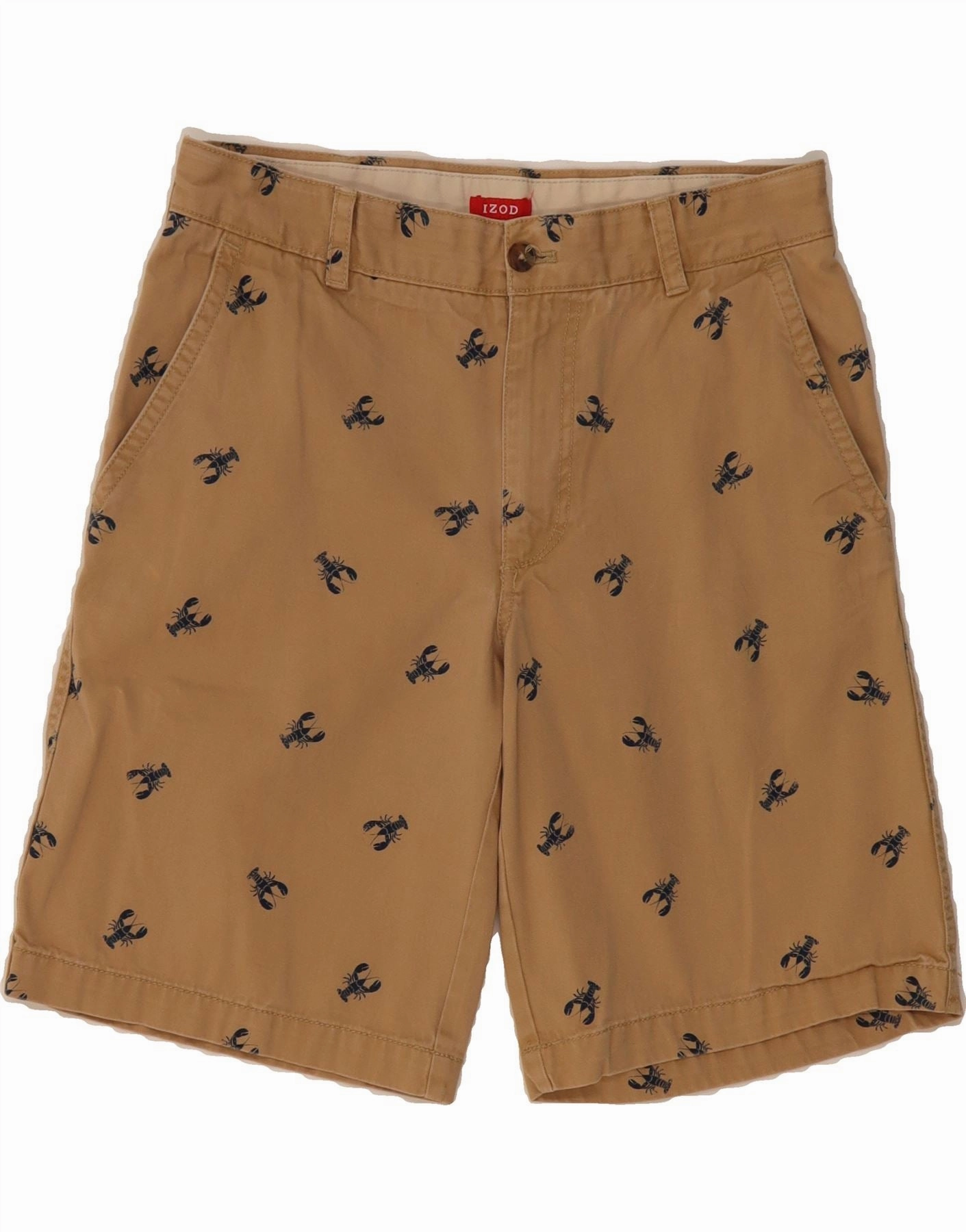IZOD Mens Chino Shorts W32 Medium Beige Animal Print Cotton Unisex