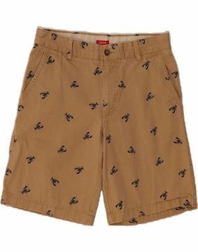IZOD Mens Chino Shorts W32 Medium Beige Animal Print Cotton Unisex