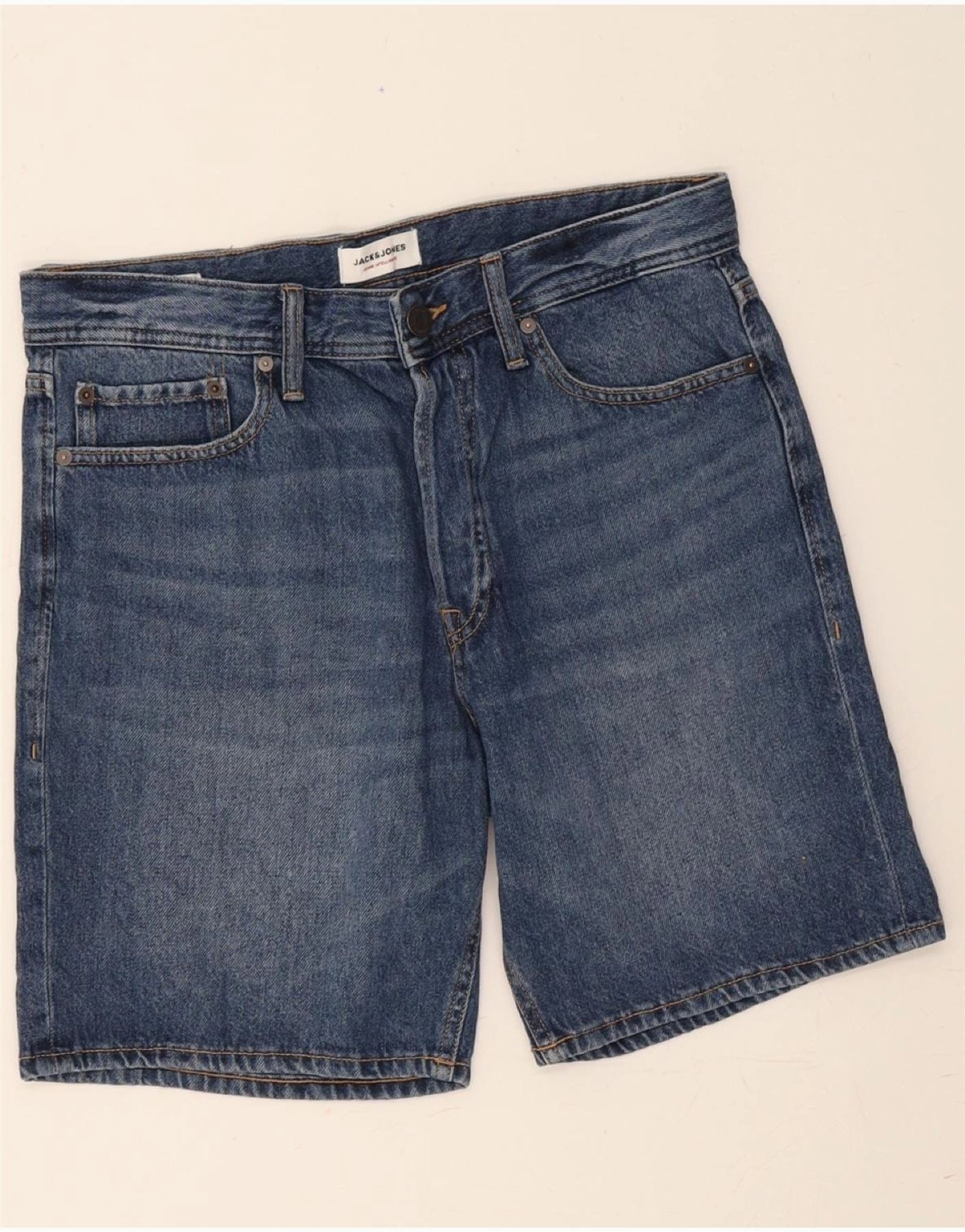 JACK & JONES Mens Denim Shorts Medium W32 Blue Cotton Performance Comfort Summer Vibes