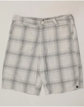 QUIKSILVER Mens Cargo Shorts W36 Large White Check Polyester Quick Fit Design Abrasion Resistant Material
