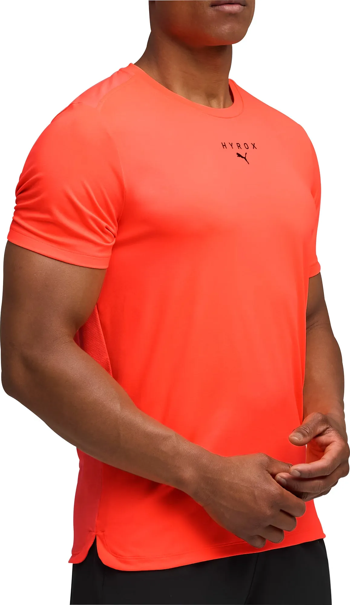 Layered Hem Detail Puma X HYROX Cloudspun ThermoAdapt Short Sleeve Mens Running Top - Red