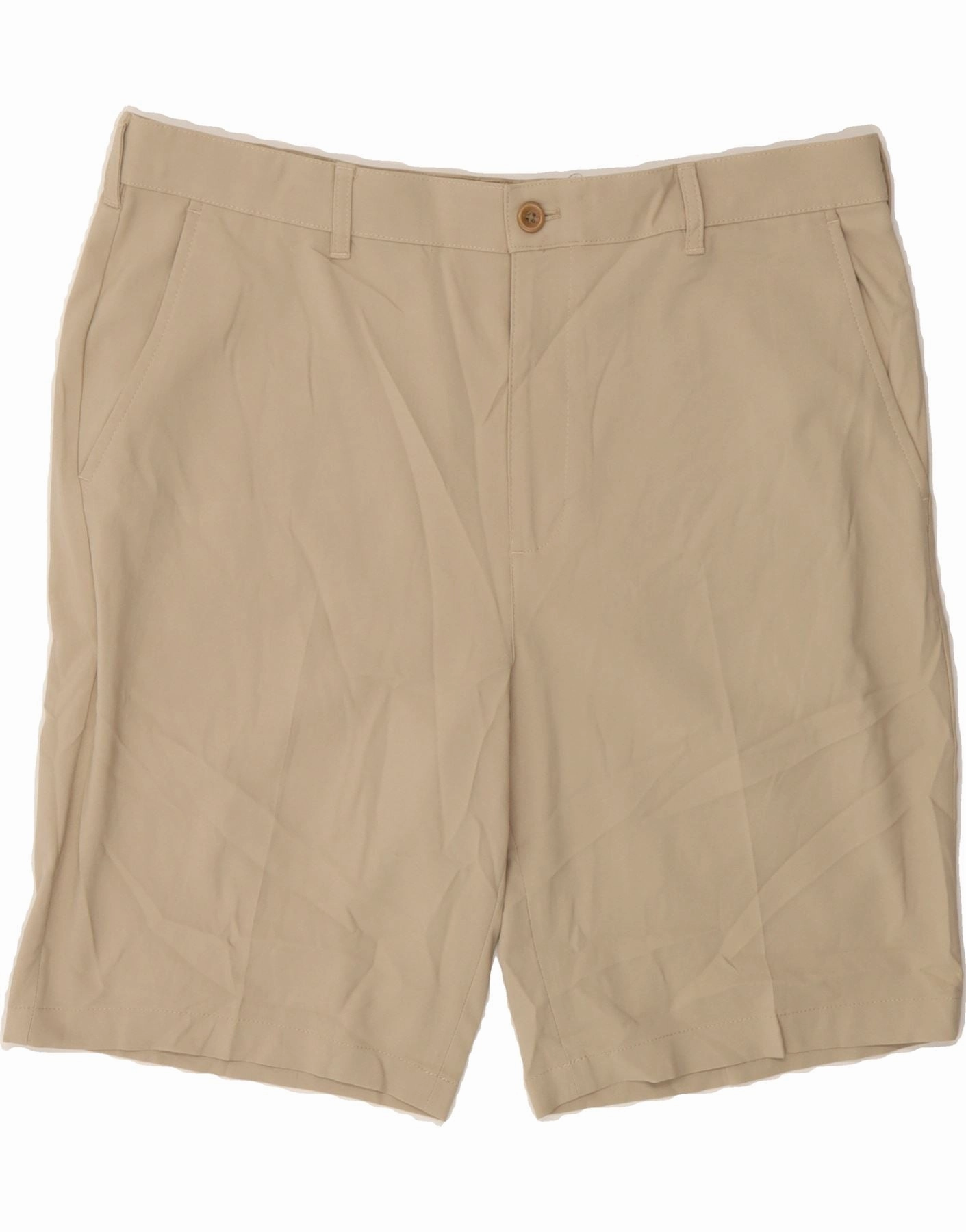 Breathable Stretch IZOD Mens Golf Chino Shorts W38 XL Beige Polyester