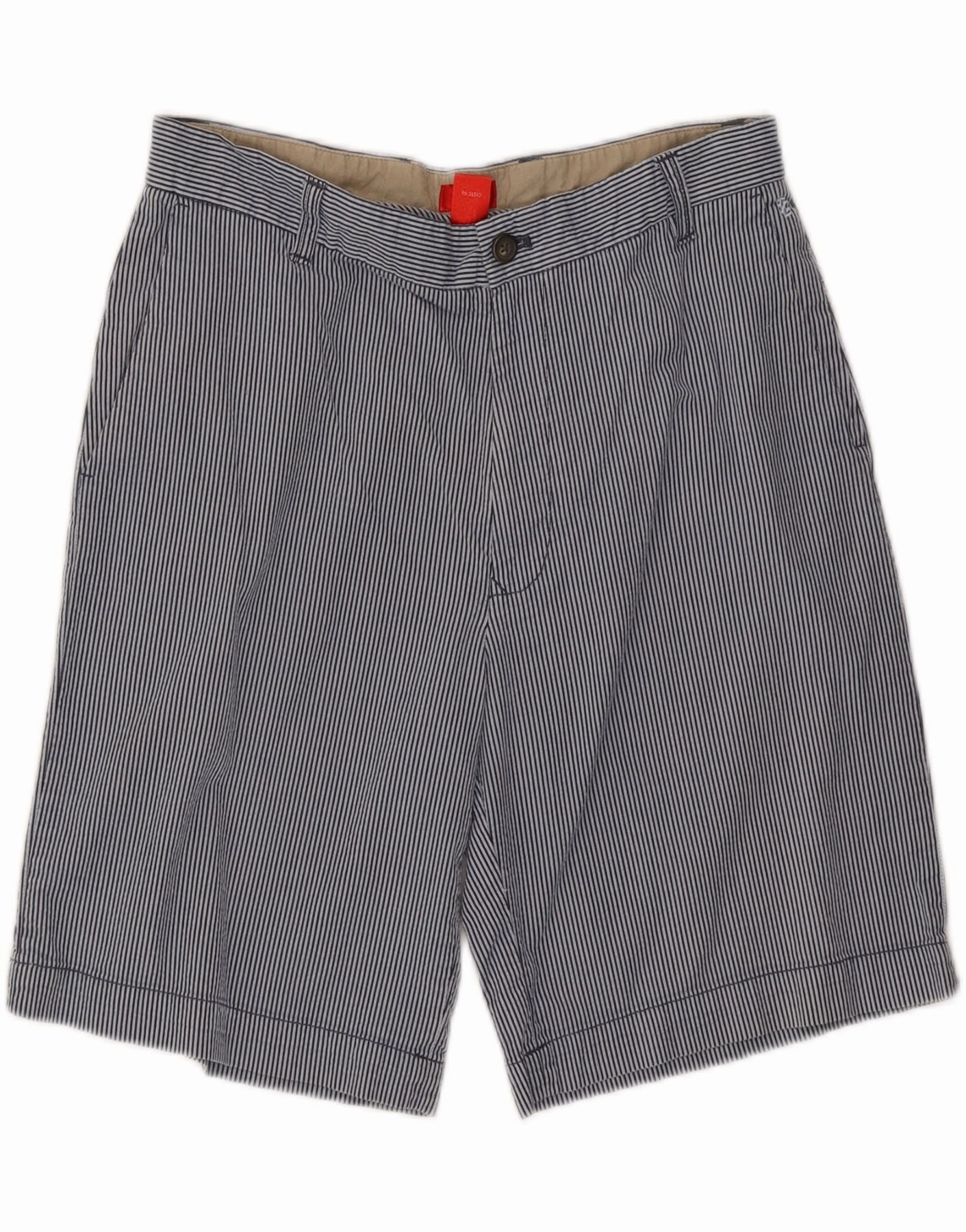 Sport Friendly IZOD Mens Chino Shorts W34 Large  Blue Pinstripe Cotton