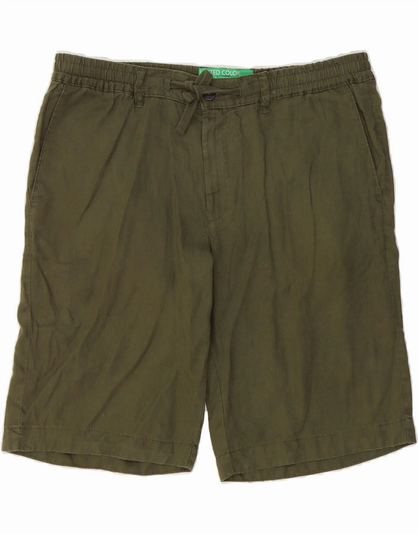 BENETTON Mens Chino Shorts W40 XL Green Flexible Mobility